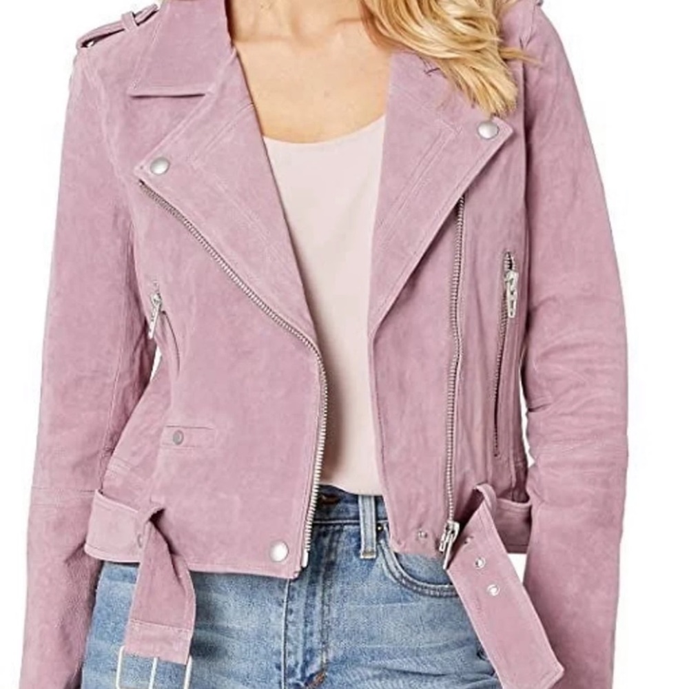 Blank NYC lilac mauve suede moto jacket